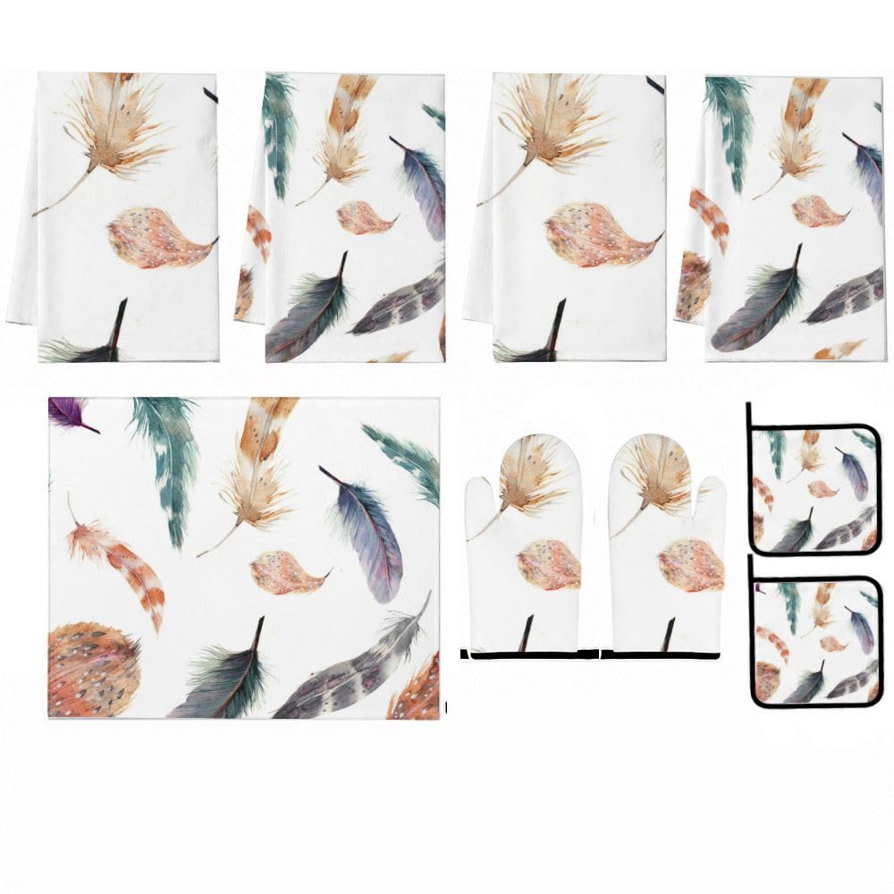 9PCS Acquerello Piuma Cucina Decor e Accessori Set