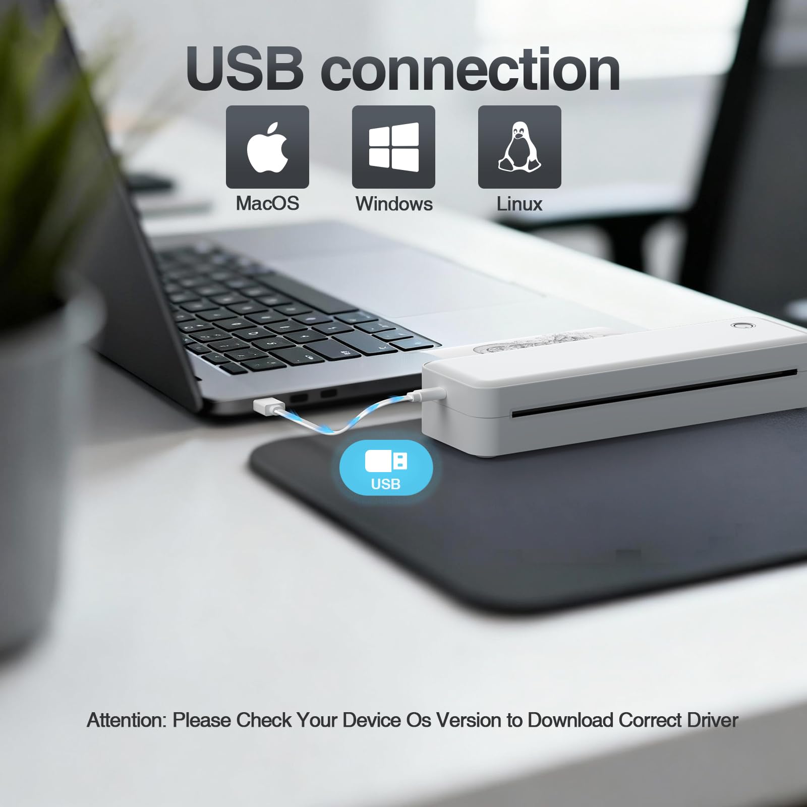 Bisofice D82 Impresora portátil A4 térmica compatible Android iOS