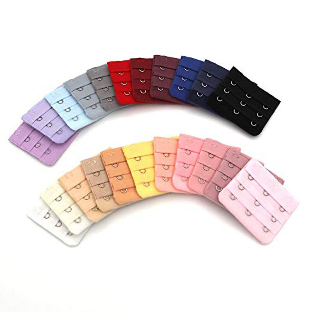 erioctry Fashlady Bra Extender 22 pcs Women Ladies Assorted Colors 3-Hook 3 Rows Spacing Bra Extender Extension Hooks Strap Soft Back Comfortable Band Extenders-picture-43