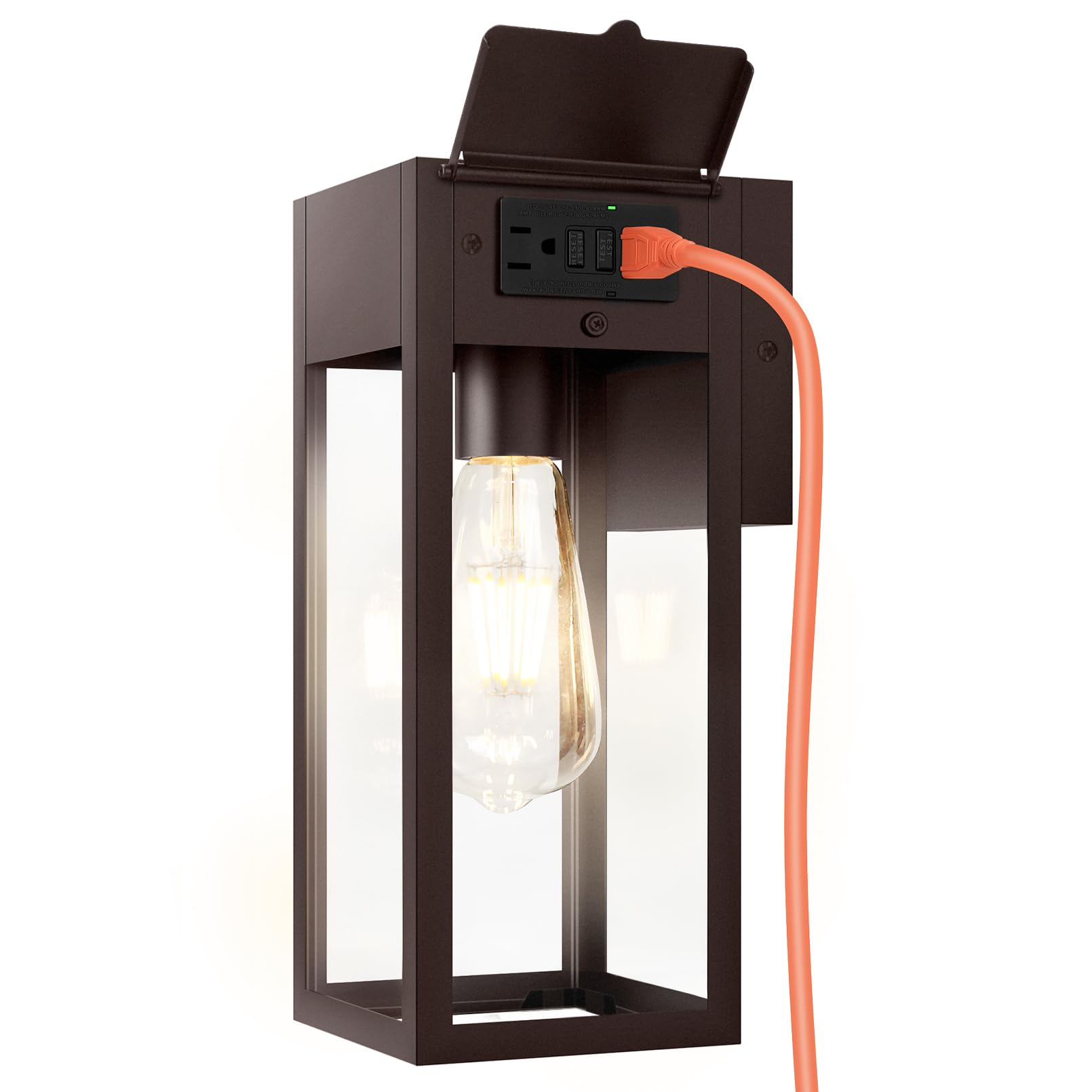 Porch Lights with GFCI Outlet, Outdoor Wall Light Fixtures