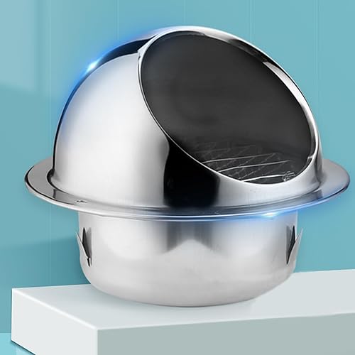 Miniatura 7 de Campana extractora de tubo de escape, cubierta redonda de salida de ventilación de pared, tapa de chimenea de acero inoxidable 304, rejilla de