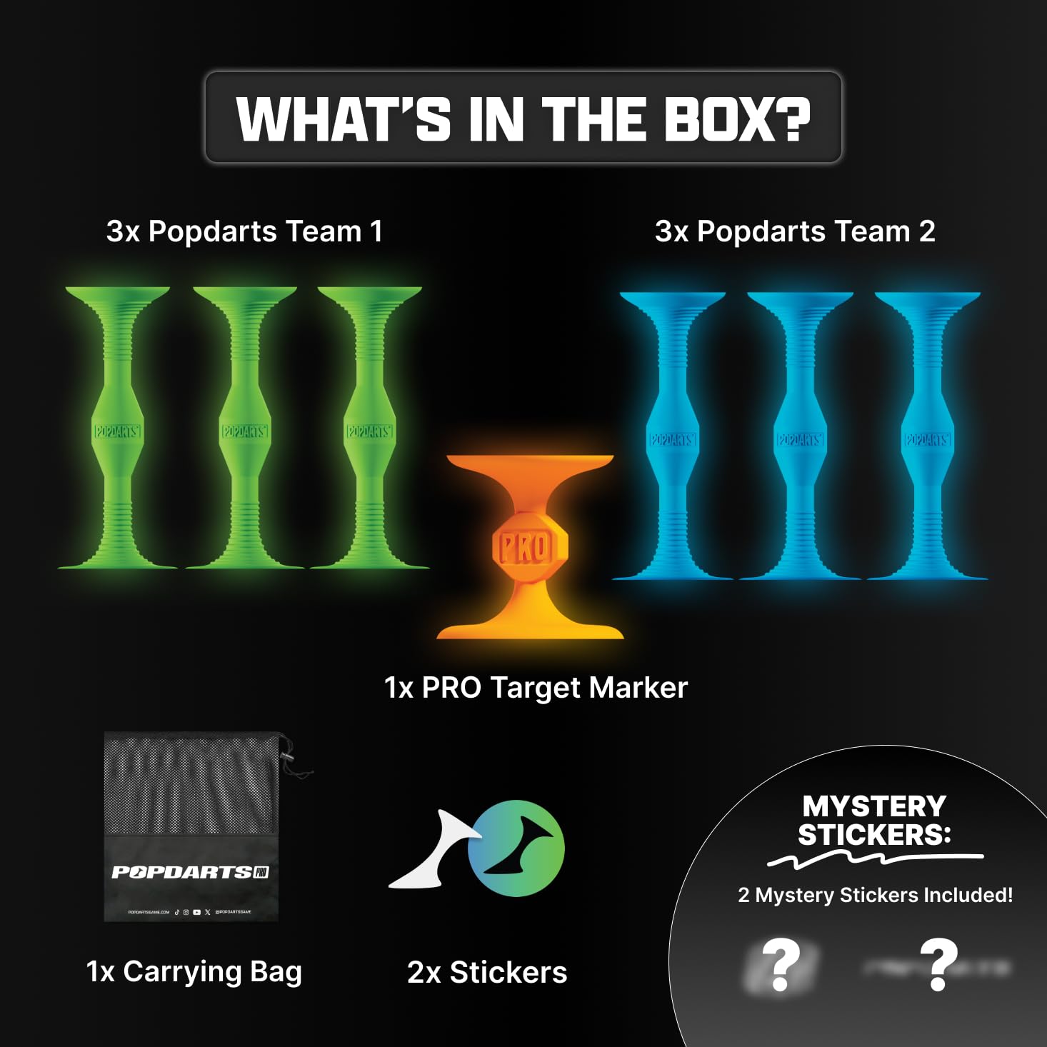 Glow Pack Juego que brilla en la oscuridad (azul y verde) – Juego de lanzamiento de ventosa para interiores y exteriores – Competición con un POP 3