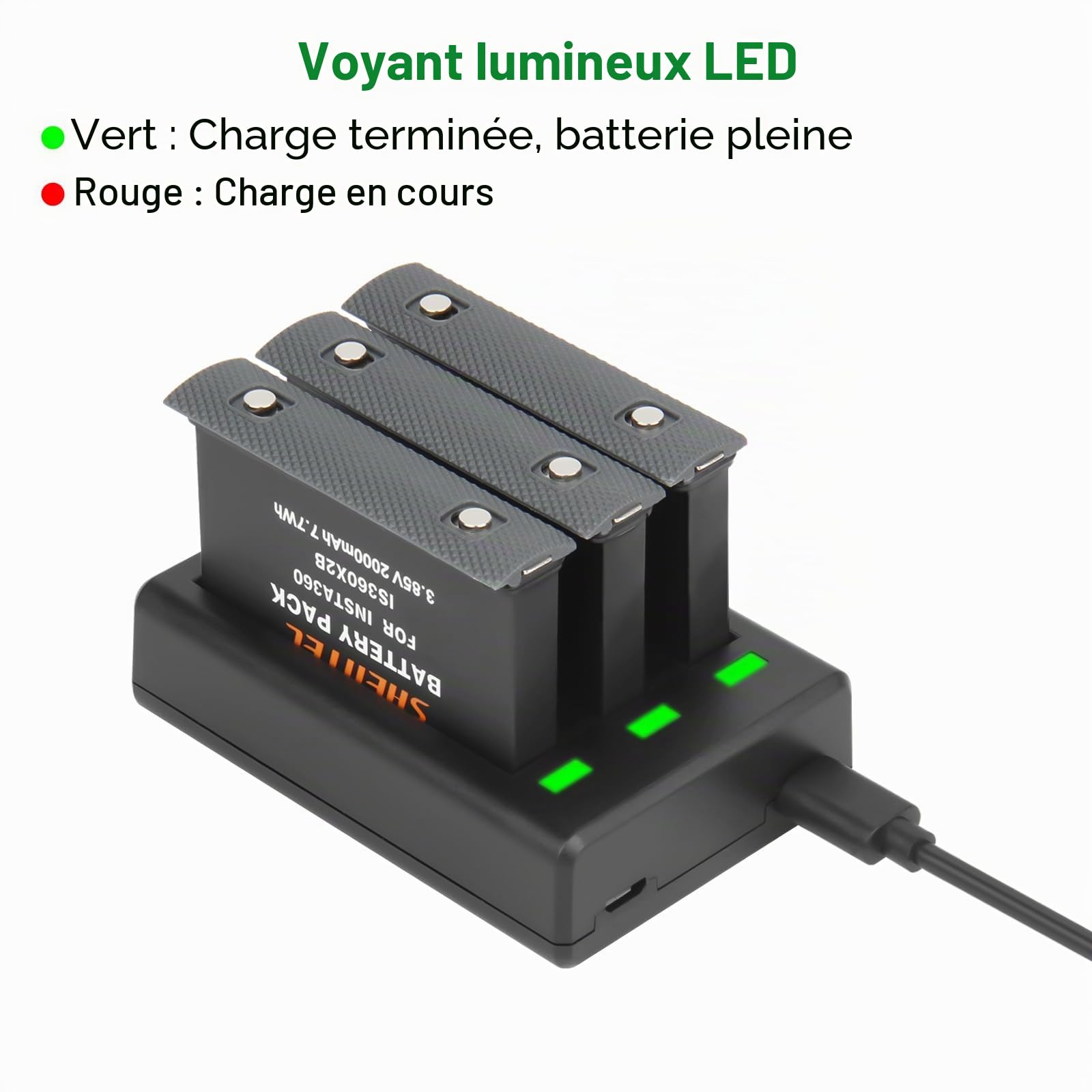 2X Shentec 3.85V 2000mAh Li-ION Batterie de Remplacement Compatible avec Insta360 One X2 Batterie Accessoires Insta360 X2