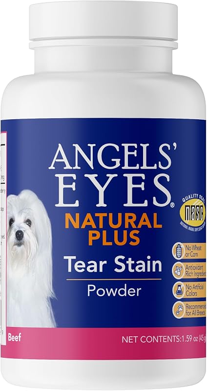 Suplemento em pó para cuidados com manchas de lágrimas em cães ANGELS' EYES sabor carne 45 g