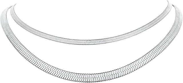 FindChic 3MM/5MM Flat Snake Chain Choker Necklace Jewellery for Women Hypoallergenic Stainless Steel Herringbone Chain Necklace