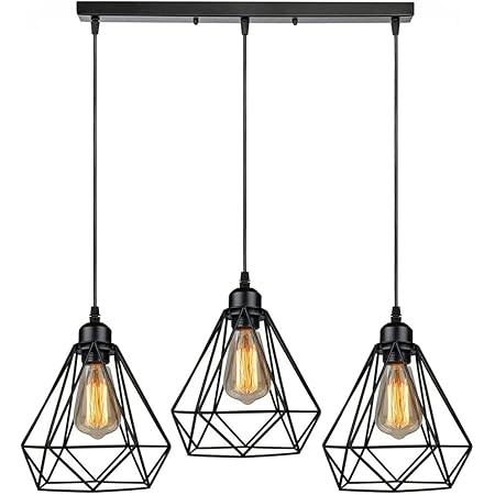 Suspension Luminaire Industriel Vintage - Abat-jour Verre Ambre E27 - Réglable En Hauteur - Pour Salon, Restaurant, Chambre