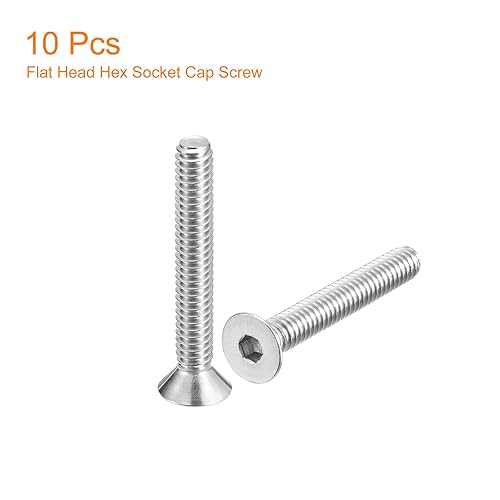 Miniatura 8 de uxcell Tornillos de cabeza avellanada plana de 516-18x1-12", 5 tornillos de cabeza plana de acero inoxidable 304, rosca completa, pernos avellanados