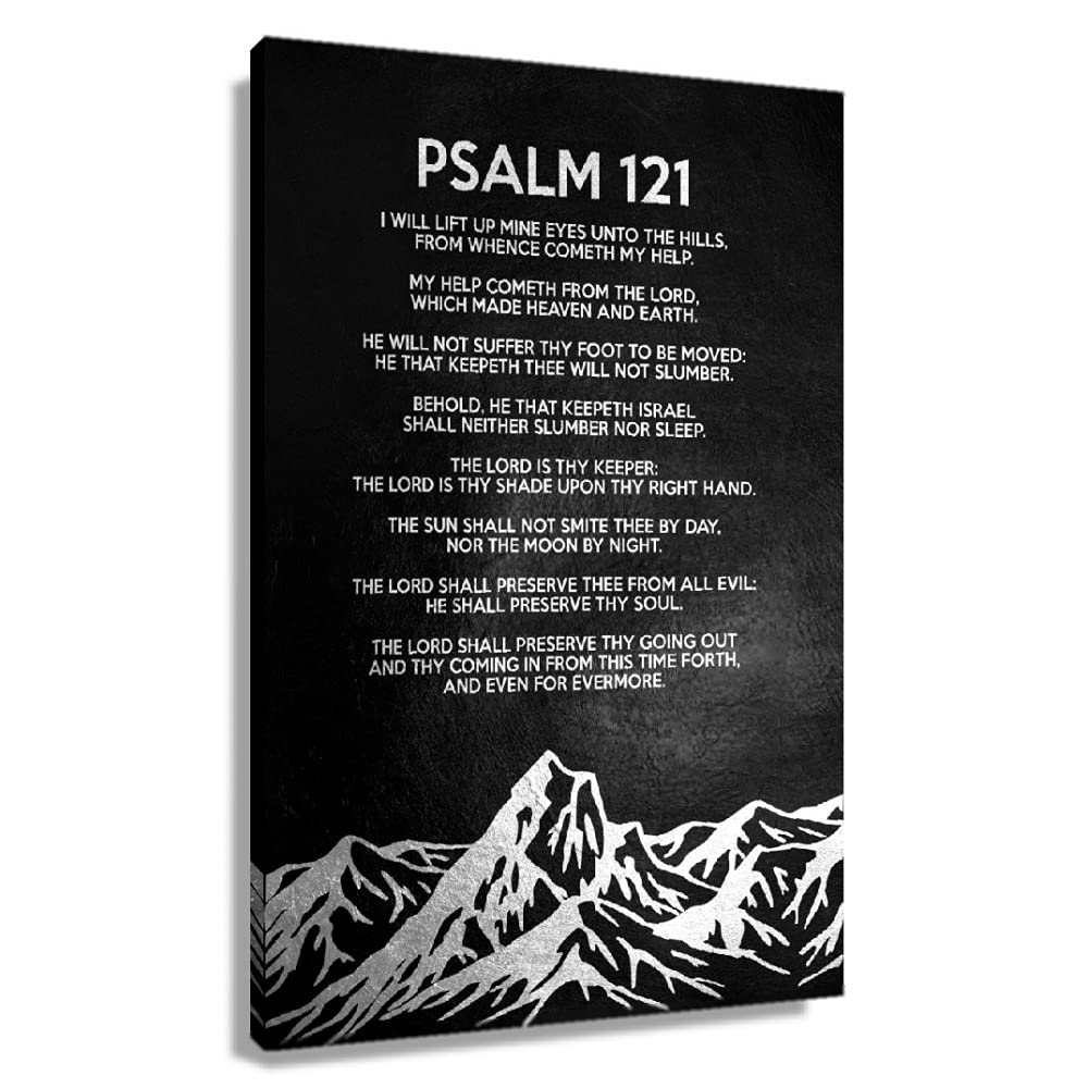 Palma 121 płótno cytaty sztuka ścienna plakat drukowane zdjęcia inspirująca dekoracja 'I Will Lift Up Mine Eyess' czarna grafika nowoczesny obraz do salonu oprawiony 16 x 24 cale (40 x 60 cm)