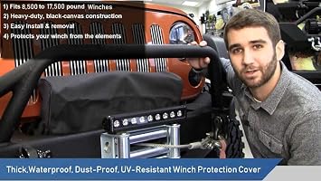Winch Cover, Heavy Duty Water-proof Dust-Proof Winch Protection Cover, Ideal for Electric Winches 8500-17500 lbs, Indoor Outdoor Winch Accessories - (2 Pack)