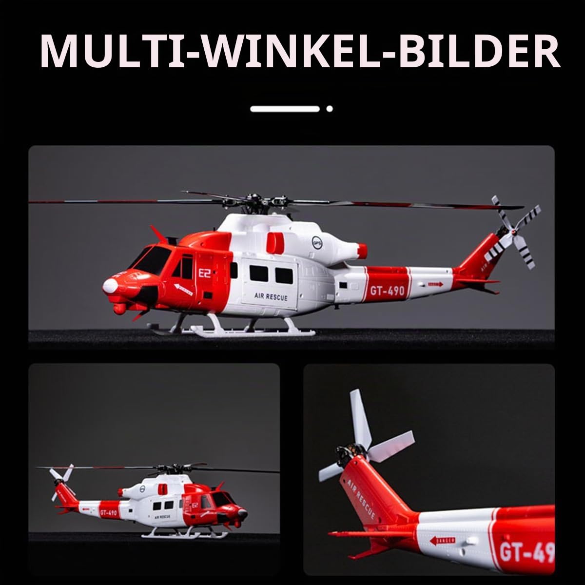 Goosky E2 UH-1Y RC Hubschrauber, 1/35 2.4G 6CH Dual Brushless Direktantrieb RC Hubschrauber mit GPS, Automatischer Stabilisierung und EIN-Knopf-Rückkehrfunktion (RTF/1 Batterie)