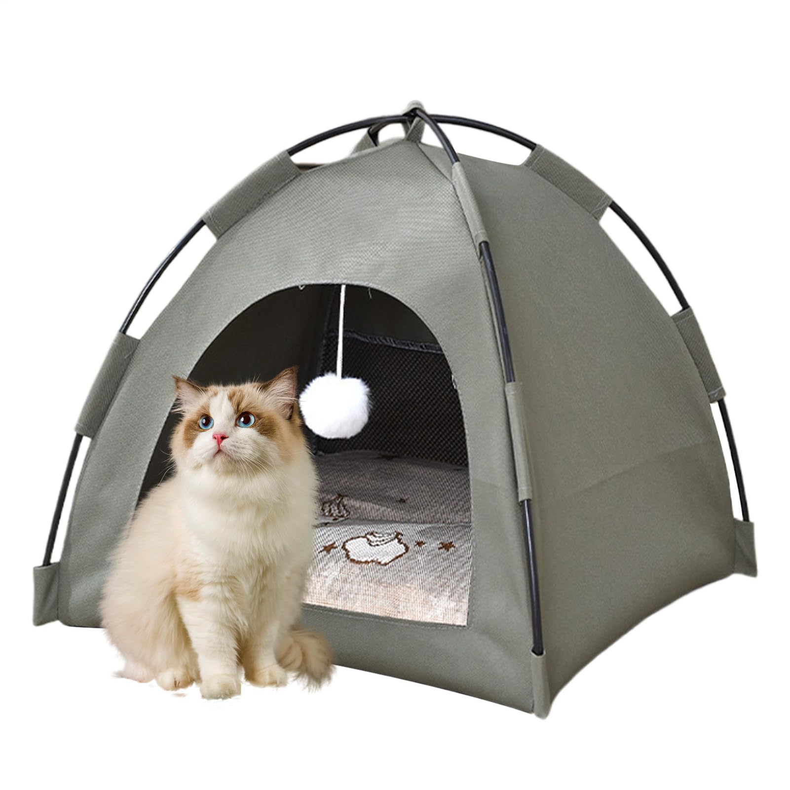 Pet Tent, Cat House, Waterproof Portable Shelter, Breathable Oxford Fabric, Indoor Outdoor Travel Use, Kitten Tent Bed, Foldable Dog Crate, 15.75x15.75x15.75 Inches