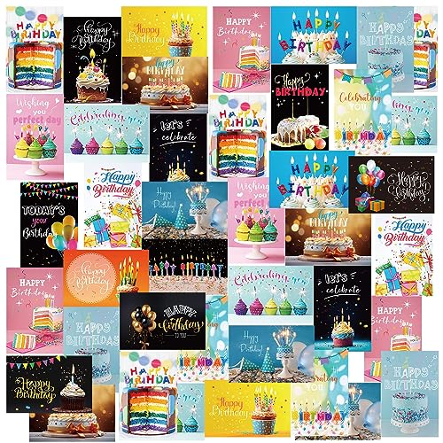 Image of Harloon 200 Pack Happy Birthday Card Assorted Bulk with Blank Envelopes and Stickers 4 x 6 Inches Greeting Blank Happy Birthday Cards for Men Women Adults Kids, 20 Styles(Actual Style)