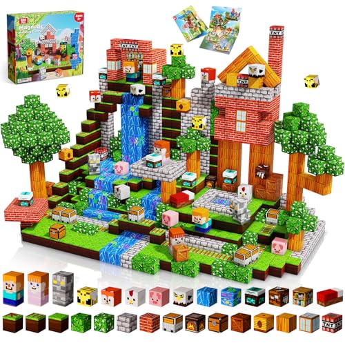 Goody King 200 PCS Magnetic Blocks - Forest Magnetic Building Blocks Stacking Magnets for Kids Strong Magnets Sensory Toy for STEM Learning Toys for Kids 3+ Boys and Girls Christmas Birthday Gifts
