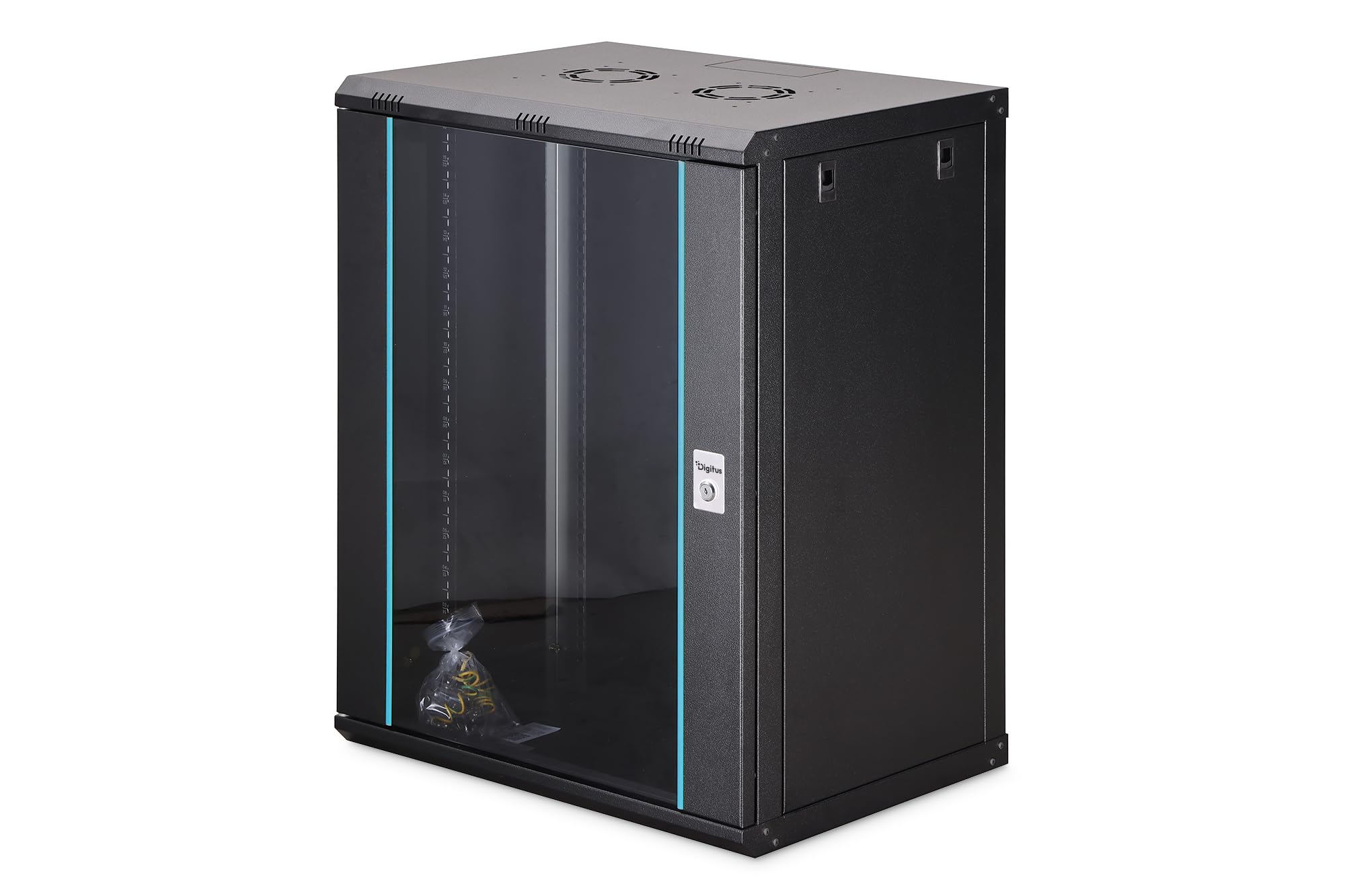 DIGITUS Armoire réseau – 19 Pouces, 16 U – Non montée – Dynamic-N – Noir | Profondeur de 450 mm – Profondeur utile de 320 mm – Montage mural – Capacité de charge de 60 kg – Porte vitrée