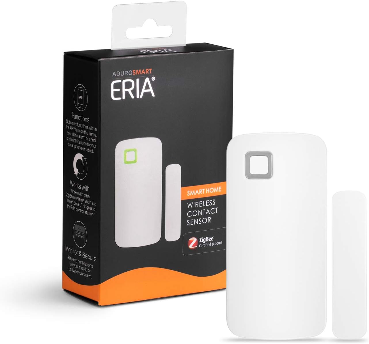 AduroSmart ERIA Smart Home Door Window Sensor, Wireless Contact Sensor, Zigbee Hub Required, Work with Alexa/Google Assistant/Shortcuts/Smart Things/Echo Plus