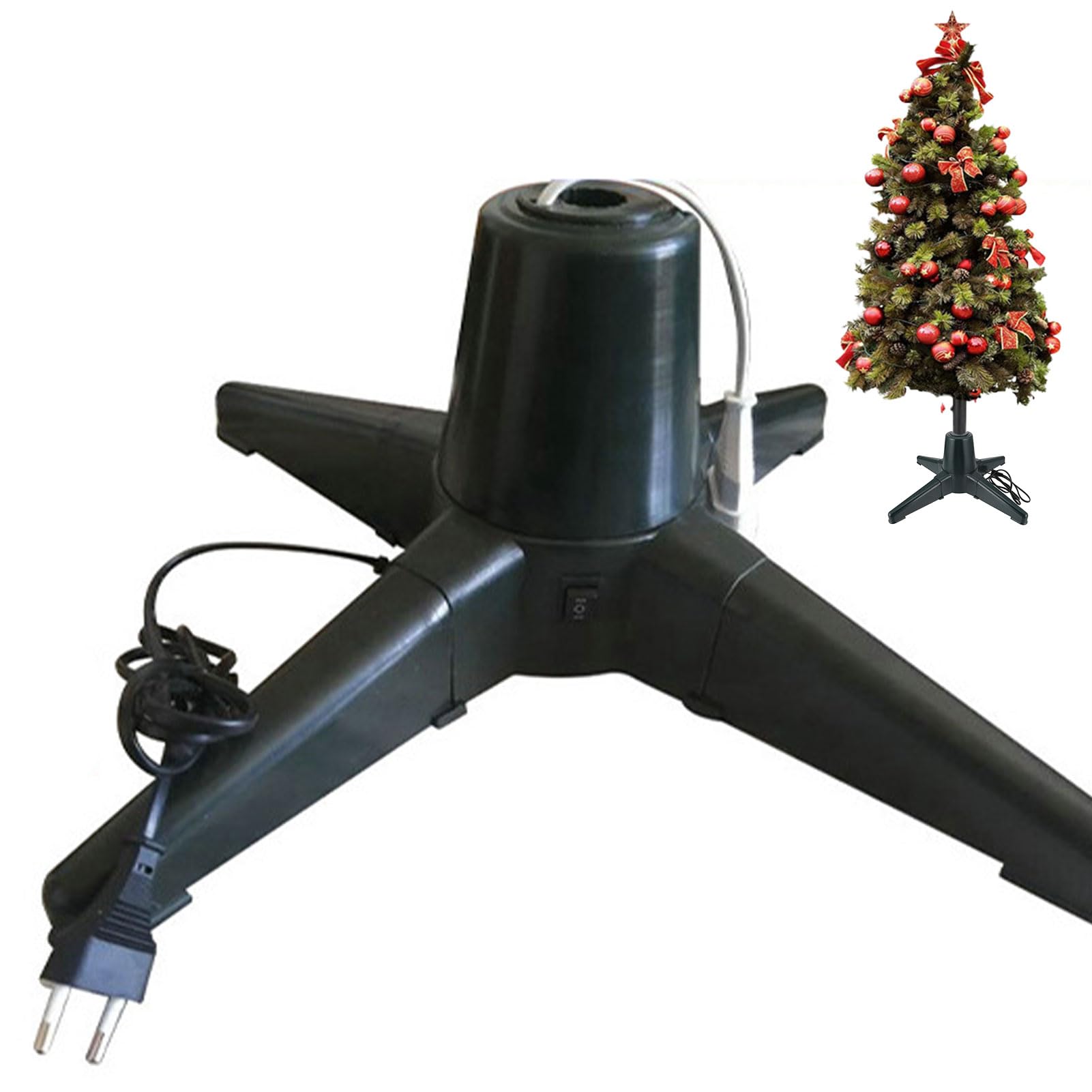 Soporte de Base de árbol Giratorio eléctrico, Soporte de árbol de Navidad Giratorio de 360°, Base de decoración de árbol de Navidad Resistente, para decoración de árbol de Navidad 50cm