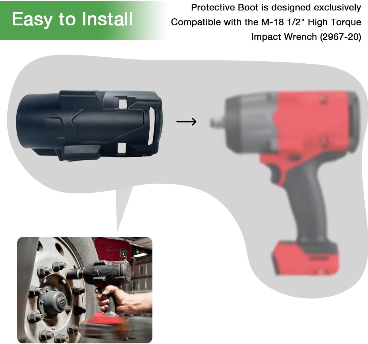 49-16-2967 Protective Boot Compatible with 1/2" High Torque Impact Wrench w/Friction Ring 2967-20 Cover (Pack of 2)