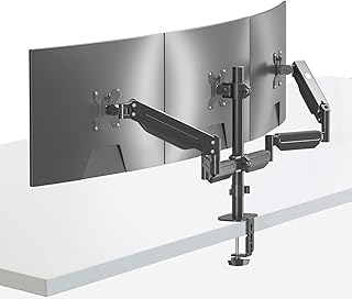 Pholiten Triple Monitor Stand,Triple Monitor Mount,Triple Gas Spring Monitor Arm,Monitor Stands for 3 Monitors,3 Monitor Desk Mount, Fits Three 17-27 inch LCD Computer Screens,Holds up to 13.2lb