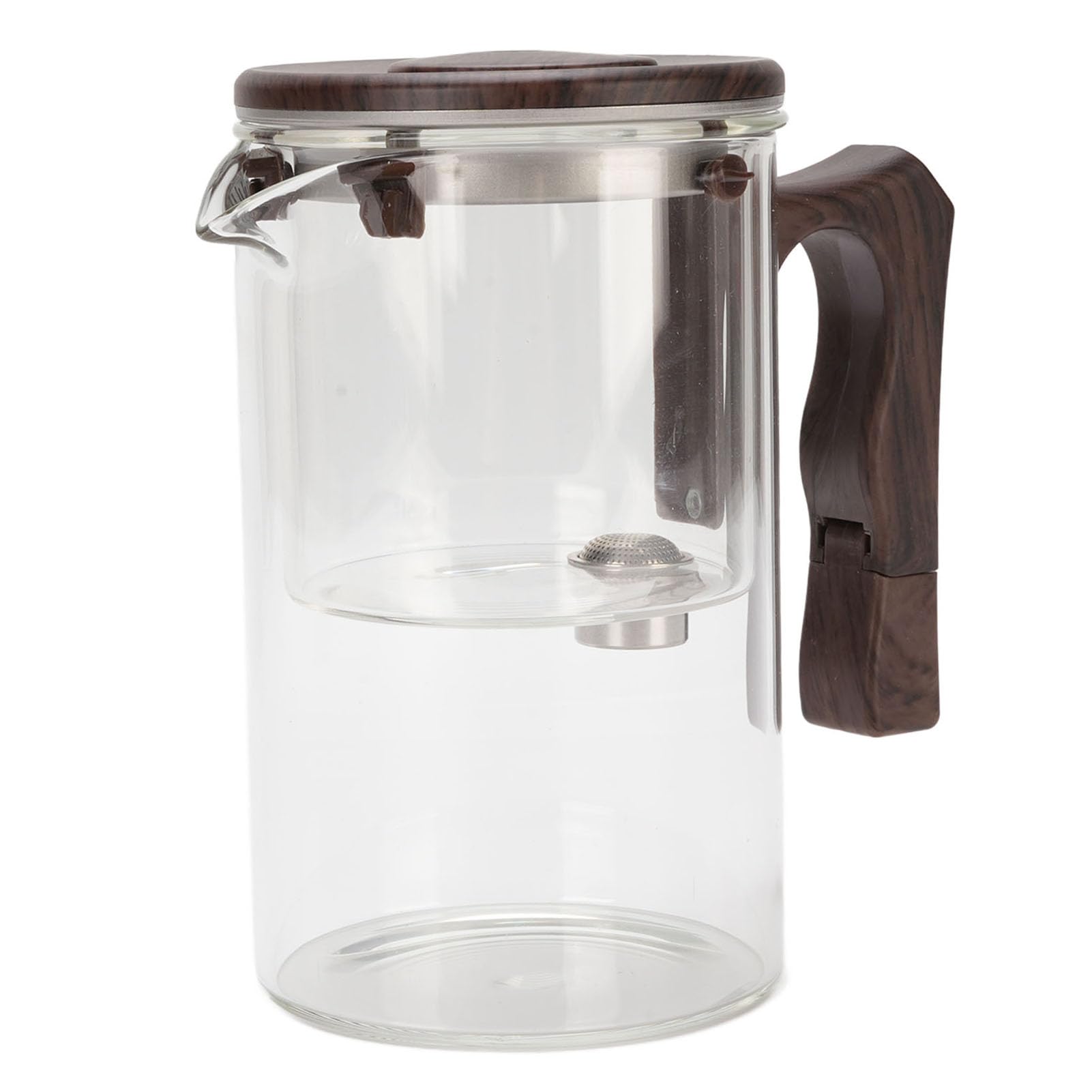 SEAFRONT Glas-Teekanne mit Sieb, Hitzebeständiger Glas-Teebereiter mit Edelstahl-Teesieb, Herausnehmbare Innenauskleidung, Holzgriff, Feine Filterung für Losen Tee, Zuhause und Büro (Transparent 750