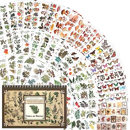 RISYPISY Set de Pegatinas para Scrapbooking de 50 Hojas, Pegatinas Washi con Estampado de Mariposas, Papel Decorativo para Scrapbooking DIY Accesorios para decorar tus cuadernos, cartas y manualidades