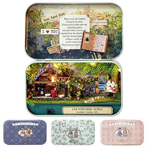 CUTEBEE Miniatura de la casa de muñecas con Muebles, Equipo de casa de muñecas de Madera DIY, más Resistente al Polvo y el Movimiento de música