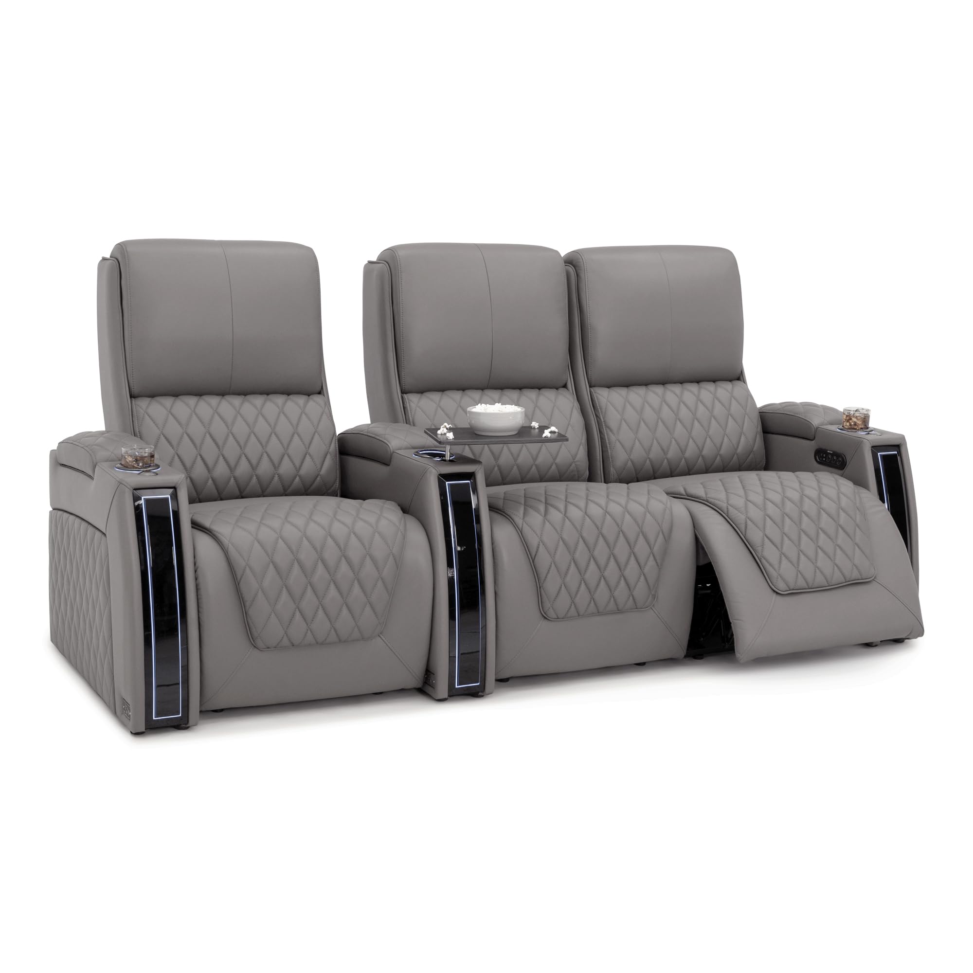 Seatcraft Apex Home Theater Seating Gray Row of 3 Right Loveseat