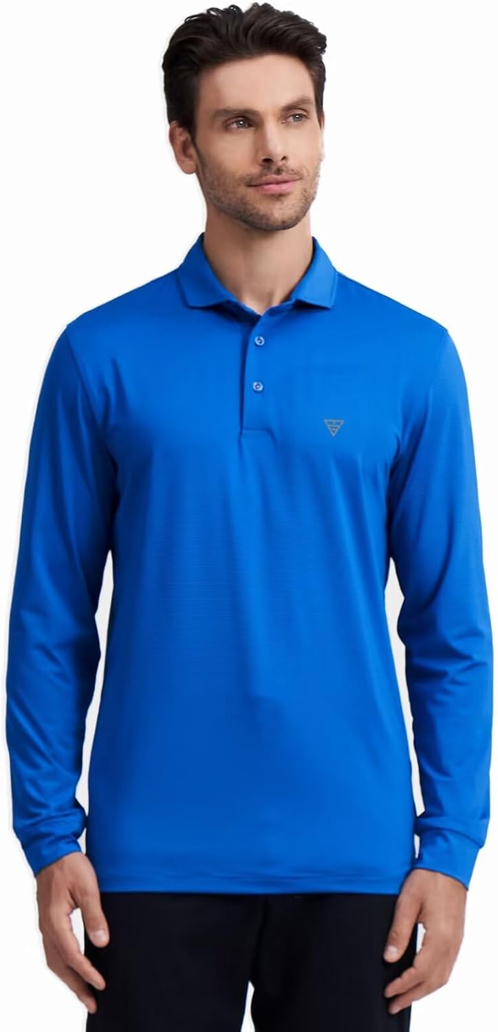 M MAELREG Short and Long Sleeve Polo Shirts for Men Dry Fit Performance Moisture Wicking Sport Pin Striped Mens Golf Shirts - Image 2