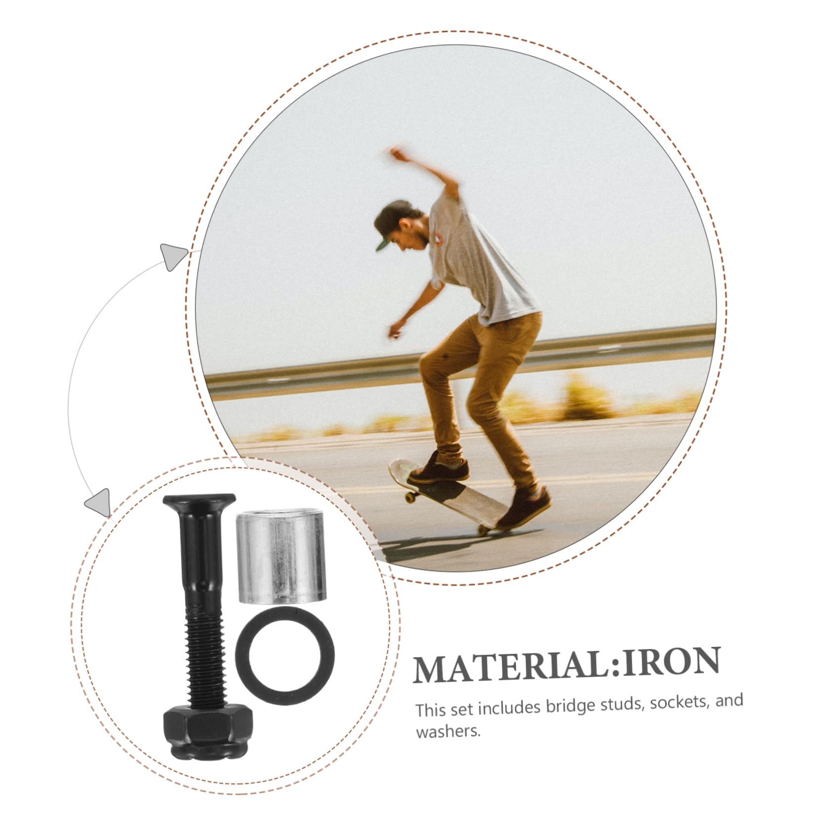 VICASKY Skateboard Hardware Set Bridge Pin Socket Mounting Bolts Gasket Screws Spacer Fixing Tools