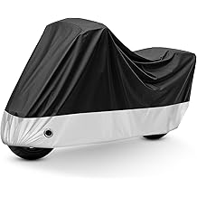 Motorcycle Cover Black All Season Waterproof Sun Outdoor Protection, Fits up to 91" Motorcycle Vehicle Cover (L Large &amp; Lockholes &amp; Storage Bag)