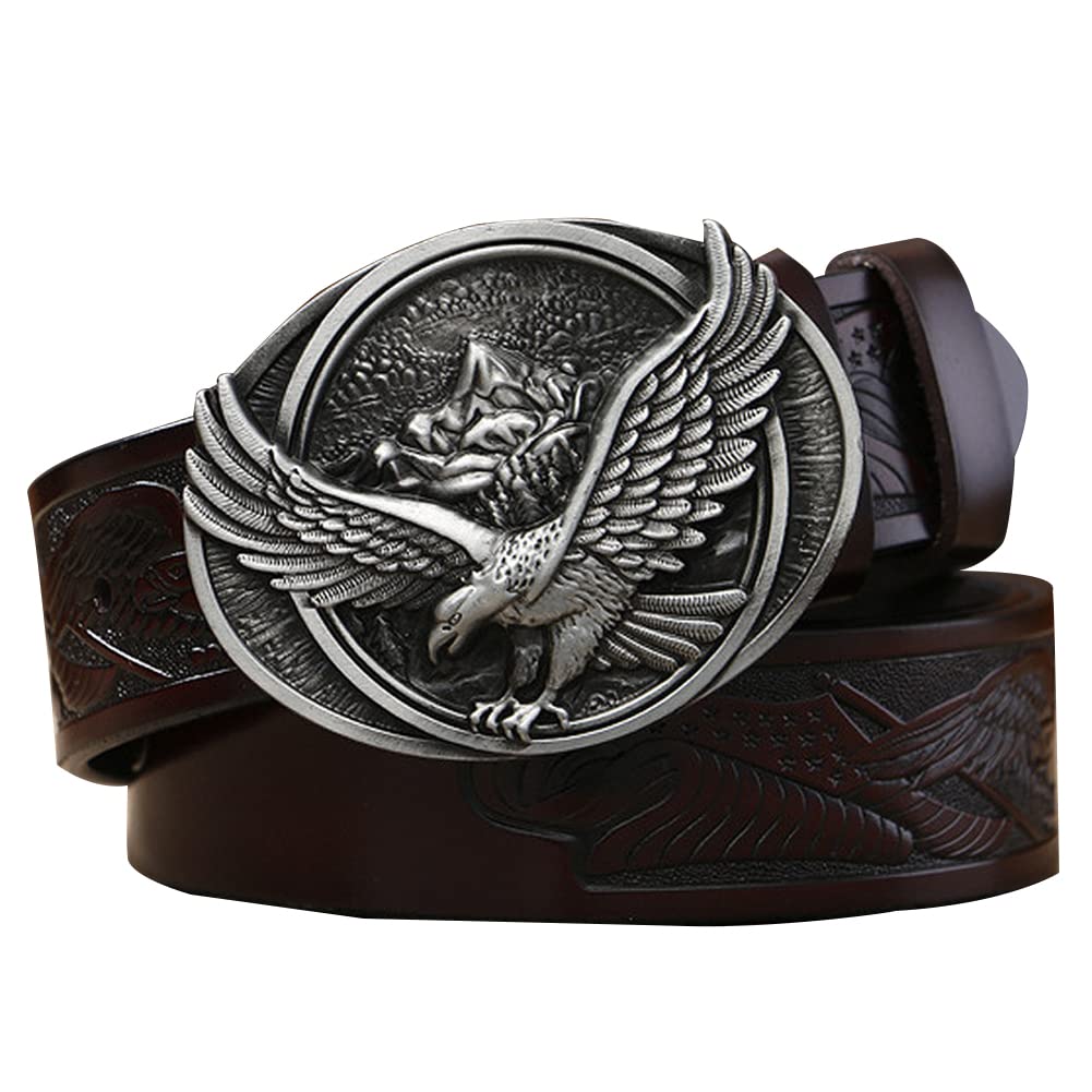 BDAYEK Men's Belt Men'S Reversible Leather Casual Belt With Scratch Pin Buckle 125Cm 49Inch