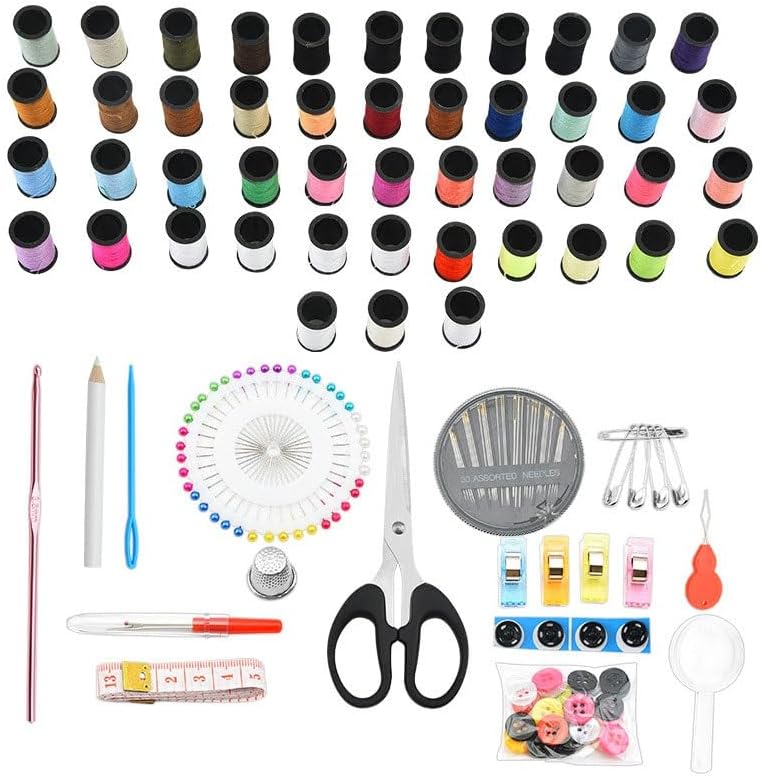 Portable Sewing Box Needle Scissors Ruler Accessories Auxiliary Materials Tools Colored Cotton Thread Bag