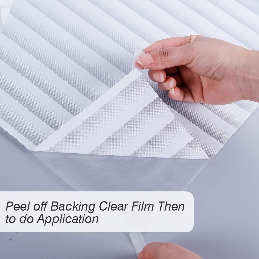 Mangobox Privacy Window Film, Non Adhesive White Strips Vinyl Glass Film,Faux Shutter Blinds Looking Static Cling Glass Covering for Home Office Security Protection UV Blocking(35.4x118 inches)