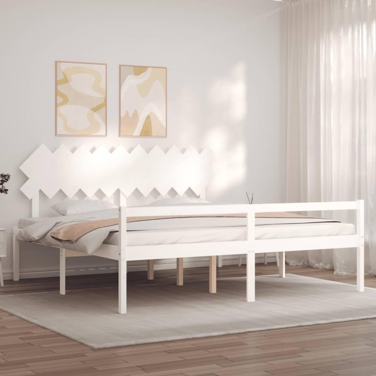 Massives Kiefernholzbett 200x200 cm mit Stauraum & robusten Latten, 45 cm Höhe - Seniorengerecht Model3195567