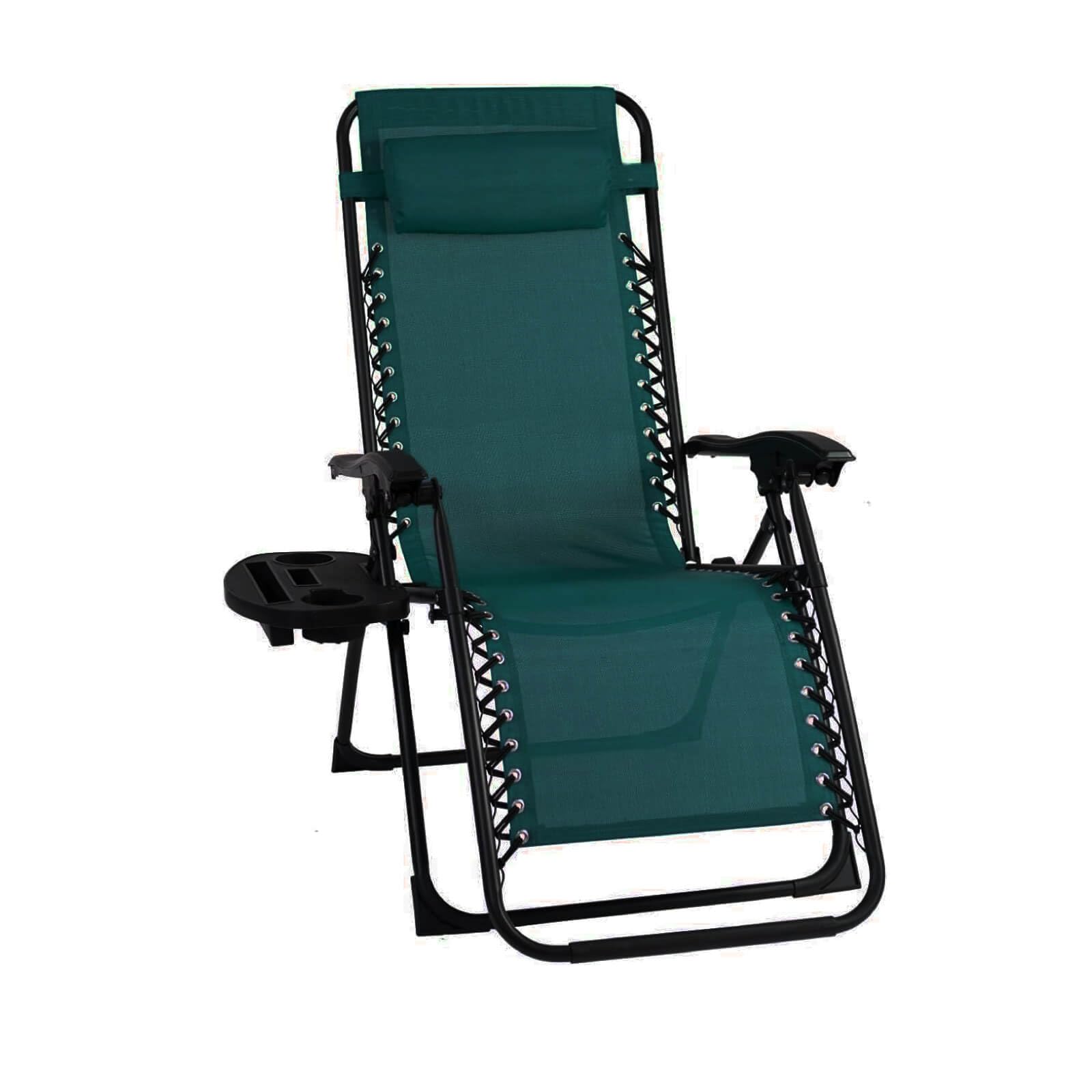 EIGFOH Tumbonas Plegables,Tumbonas Jardin Exterior Silla de Playa con Portavasos y Reposacabezas,Silla de Playa Ajustable para Jardín,Playa,Piscina,Terraza,Carga de 150 KG (Verde 1 Tumbonas)