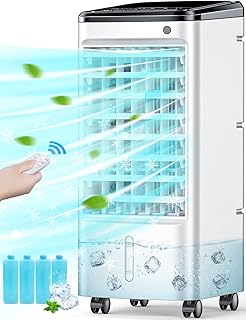 Portable Air Conditioner, 3-IN-1 Evaporative Air Cooler Windowless, 4 Modes & 3 Speeds Personal Swamp Cooler w/Humidifier, Remote & 12H Timer, Evaporative Cooler for Room Home Office, 22-Inch