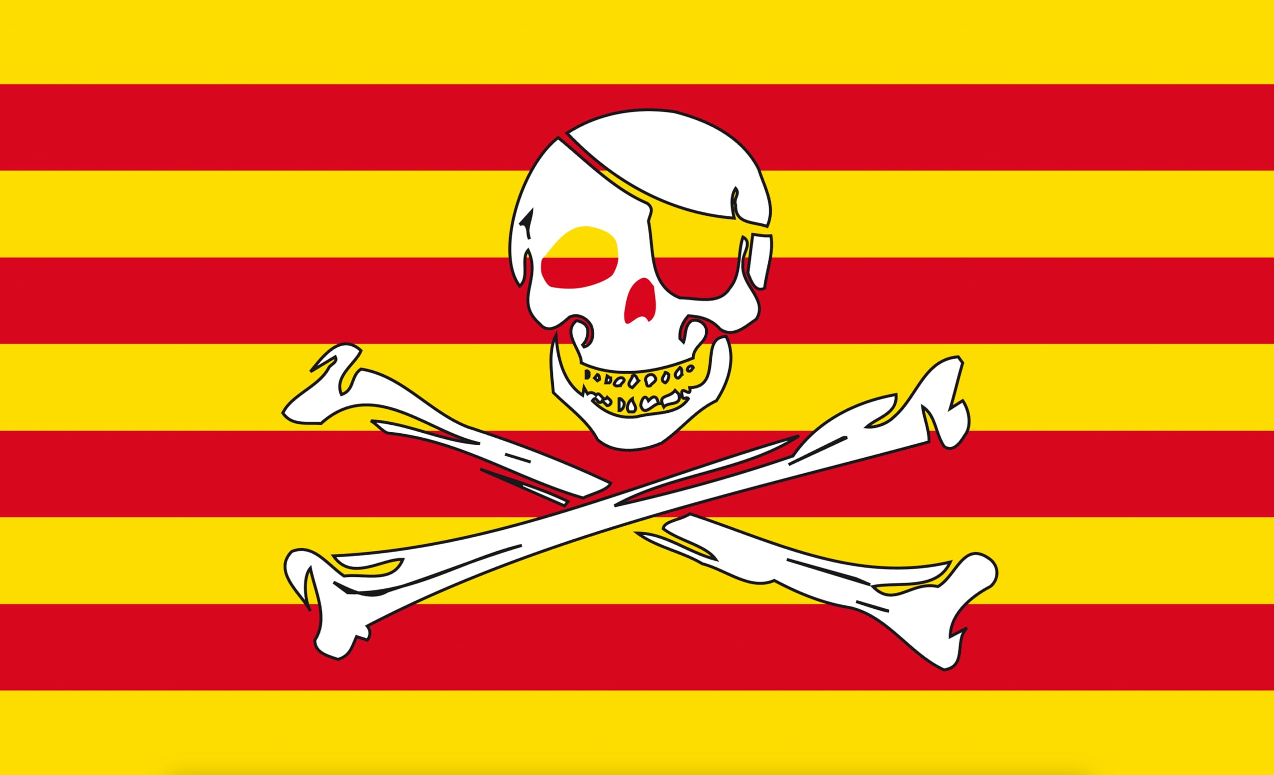 Drapeau catalan résistant tête de mort 120x80cm anti-effilochage