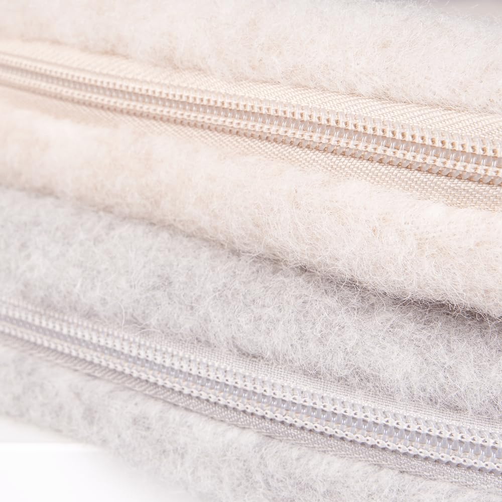 my junior® ThermoWool 2in1 Fußsack Cozy Edition für Babyschalen und Kinderwagen, 100% Schurwolle, mit Reißverschluss (Beige)