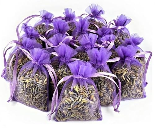 3drom 12 Sachets of Premium Dried English Lavender in Delicate Lilac Organza Bags - Natural Home Fragrance, Sleep Aid, Gifts & Moth Repellent