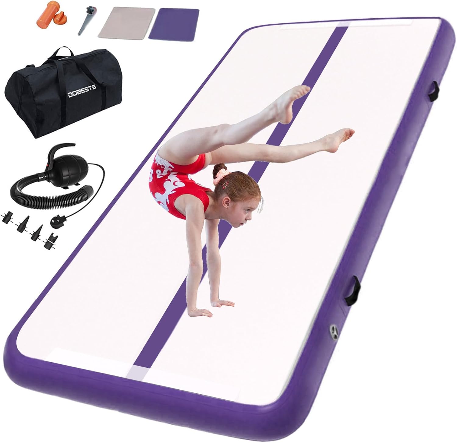 Inflatable Gymnastics Mat Tumbling Mat 6.6 ft 10 ft 13ft 16ft 20ft 4in/8in Thick Tumble Track Air Mat for Gymnastics For Home Kids Tumble Training Gymnastics/Yoga/Water/Dance