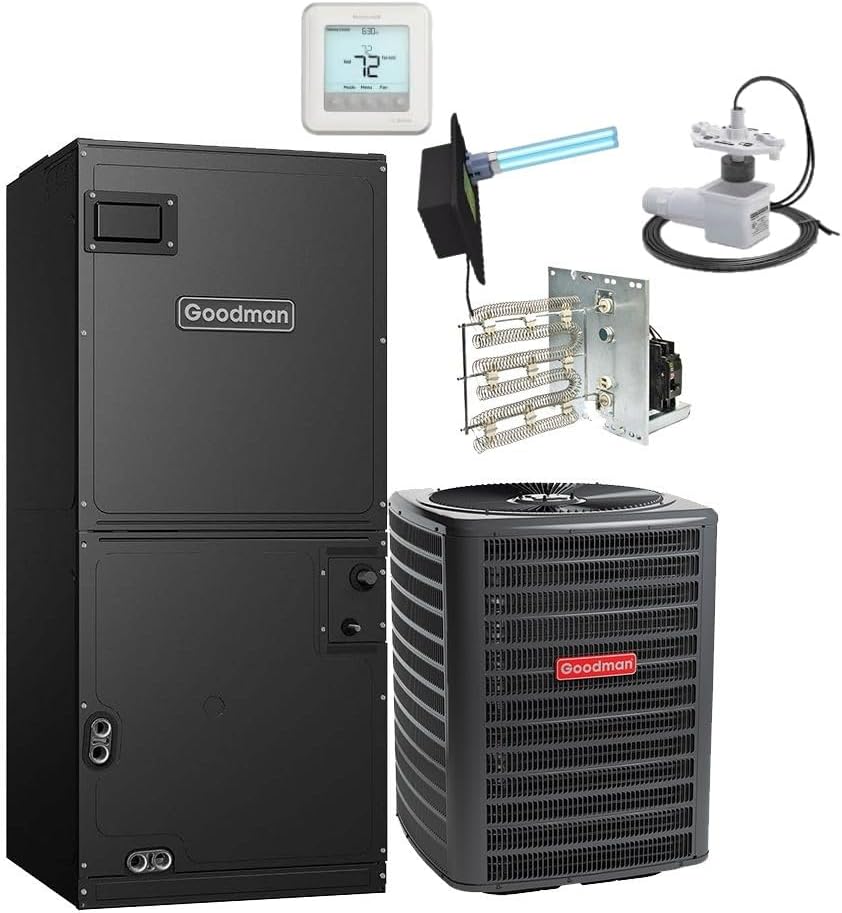 3 Ton Goodman Heat Pump System 14.3 Seer R32 Refrigerant With Heater, Thermostat, UV Light, Safety Float Switch