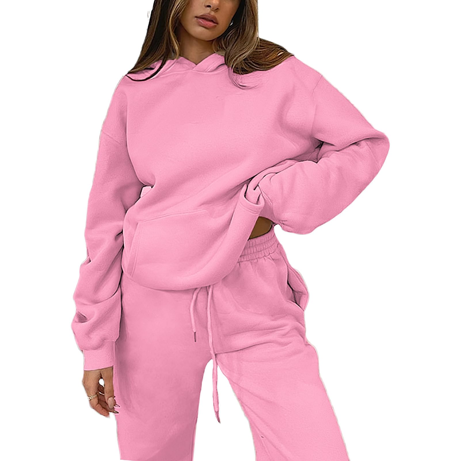 amropi Tuta da Donna Vello Foderato Pullover Felpa con Cappuccio e Pantaloni Jogging Tute