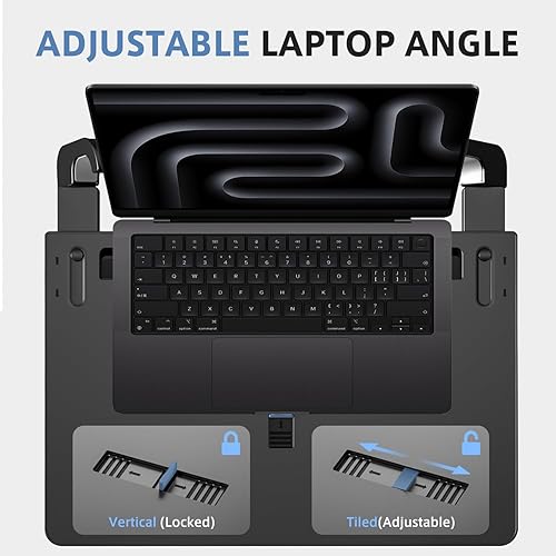 Miniatura 4 de Bandeja para volante, bandeja de comida para automóvil, escritorio de automóvil para laptop, mesa multiusos para comer y trabajar, bandeja ajustable