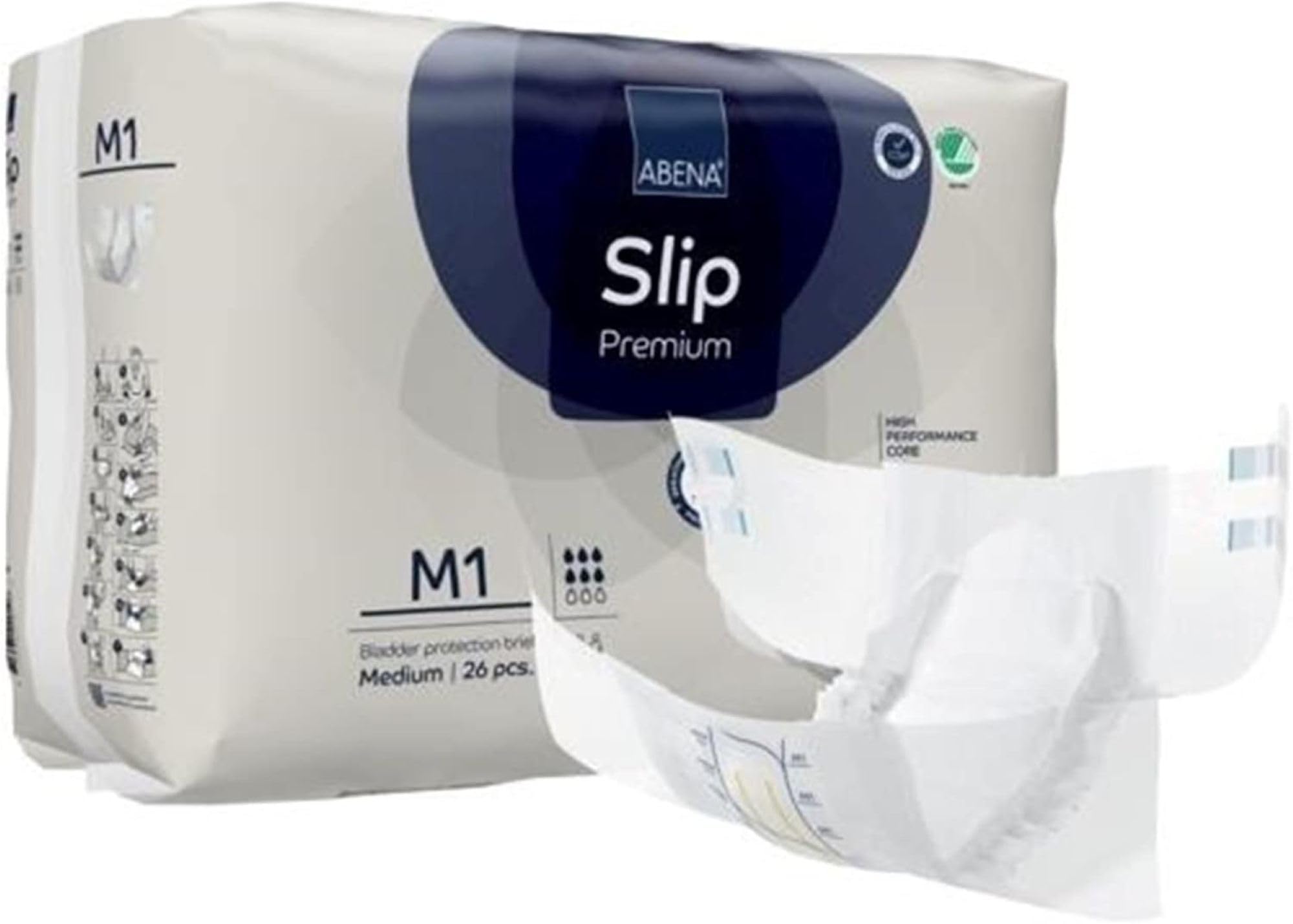 ABENA Slip Premium All-In-One Incontinence Pads For Men & Women, Eco-Labelled - Medium 1, 70-110cm Waist, 2000ml Absorbency, 4x 26PK