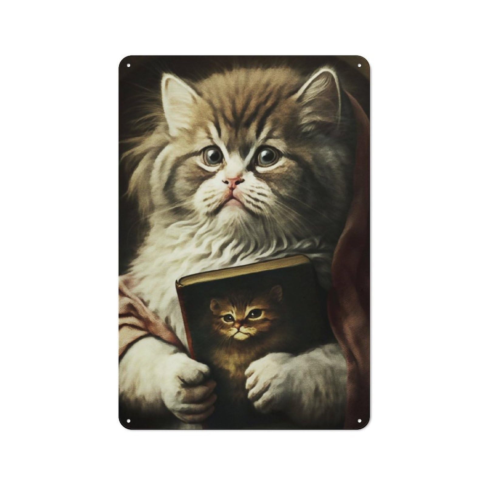Junmoney Bible Cat For Garden Room Or Summerhouse, Rustic Tin Sign 30X20cm, Tin Sign Wall Decor For Garden Rooms And Summerhouses