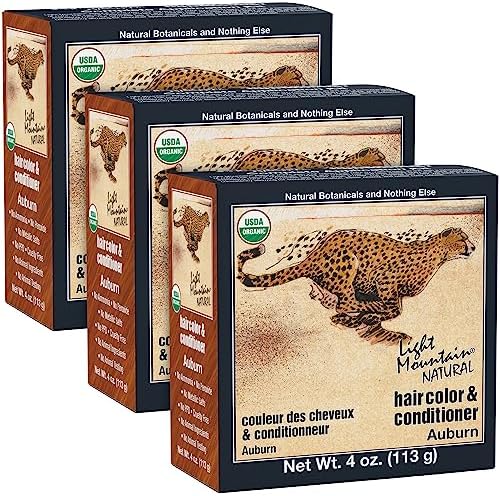Light Mountain Henna Hair Color & Conditioner - Auburn Hair Dye for Men/Women, Organic Henna Leaf Powder and Botanicals, Chemical-Free, Semi-Permanent Hair Color, 4 Oz (Pack of 3)