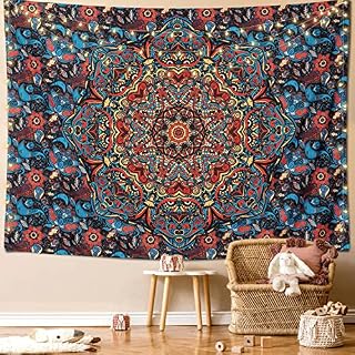 LOMOHOO Psychedelic Tapestry, Mandala Tapestry Wall Hanging, Trippy Tapestry for Bedroom, Living Room, Dorm, Home Textiles (M/150x130cm)