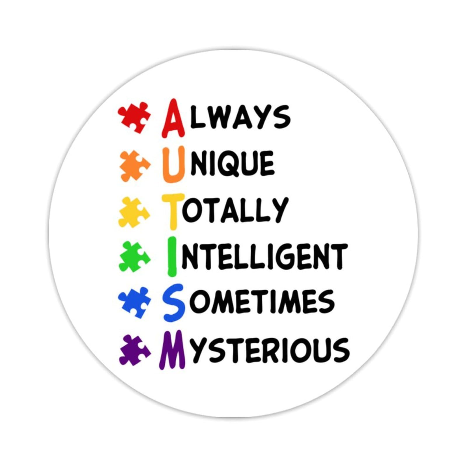 Zyadsinoudor Autism Puzzle Quotes Stickers 50 Pcs Actually Autistic Decals Stickers Autism Life Waterproof Round Labels Stickers Laptop Luggage Skateboard Computer Stickers 2inch