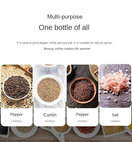 Tectsia Pepper Grinder 2Pcs, 8 Inch, Bamboo Salt Mill Pepper Grinder, Ceramic Grinding Mechanism, Pepper Mill, Salt Shakers Refillable, Adjustable Coarseness. #TOP6