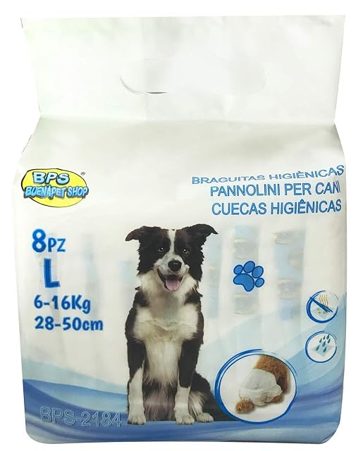 Foto 4 de 5 de BPS 8 Pcs Braguita Higiénica Pañal Sanitarios para Perro Mascotas Fisiológicas Bragas Higiénicas 5 Tamaños…