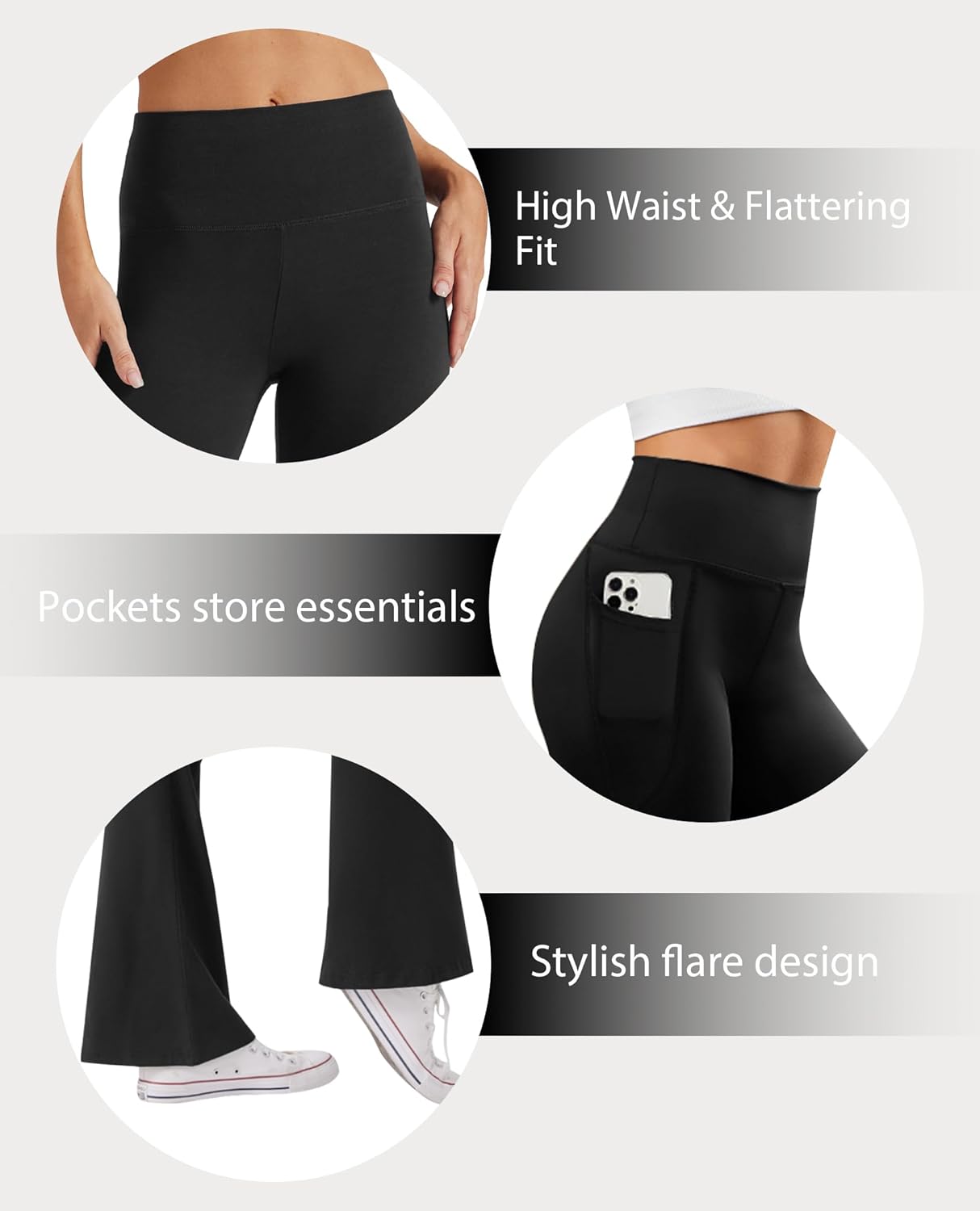 Women's Flare Yoga Pants with Pockets High Waist Casual Bell Bottom Bootcut Leggings - Image 5